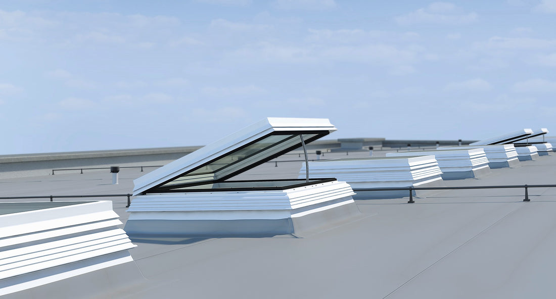 FDF neo-platdakvenster geopend voor ventilatie